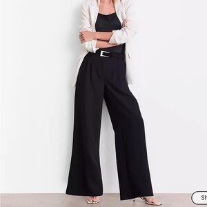 LOFT Versa Crepe Drape Palazzo Pant - Black- Size 4 Regular